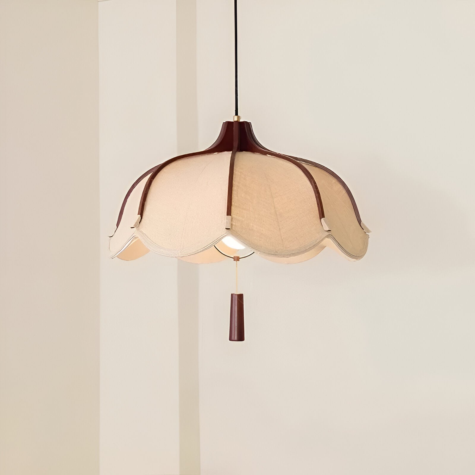 Modern Japanese Wabi Sabi Fabric Flower Shape Pendant Lamp