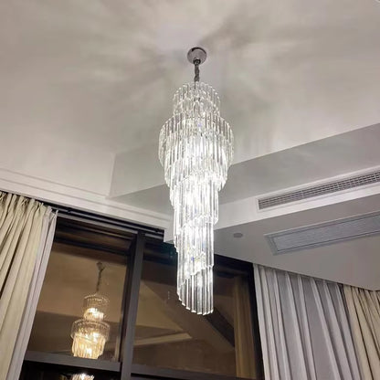 Long Crystal Staircase Modern Chandelier