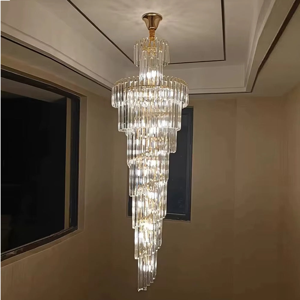 Long Crystal Staircase Modern Chandelier