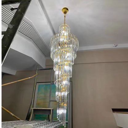 Long Crystal Staircase Modern Chandelier