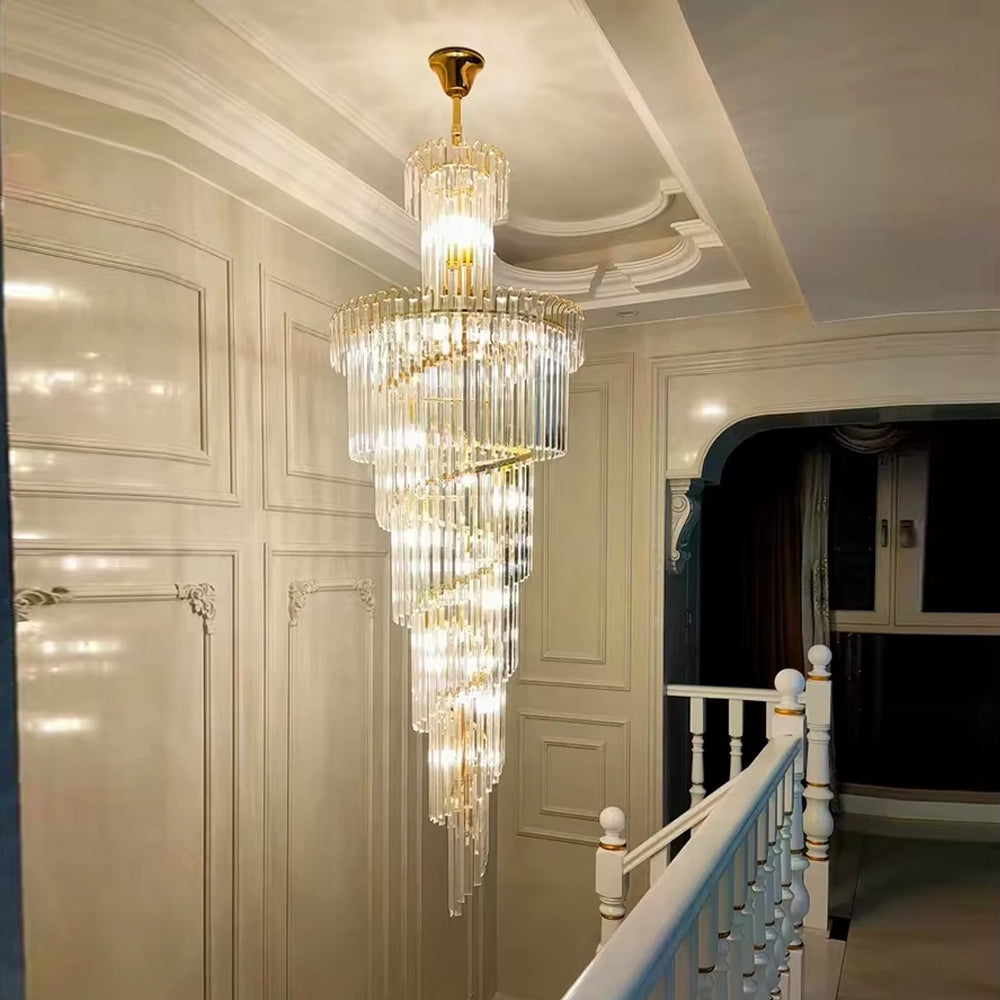 Long Crystal Staircase Modern Chandelier