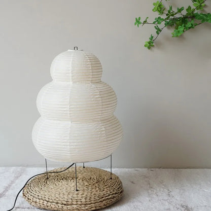 Japanese Wabi Sabi White Rice Paper Table Lamp