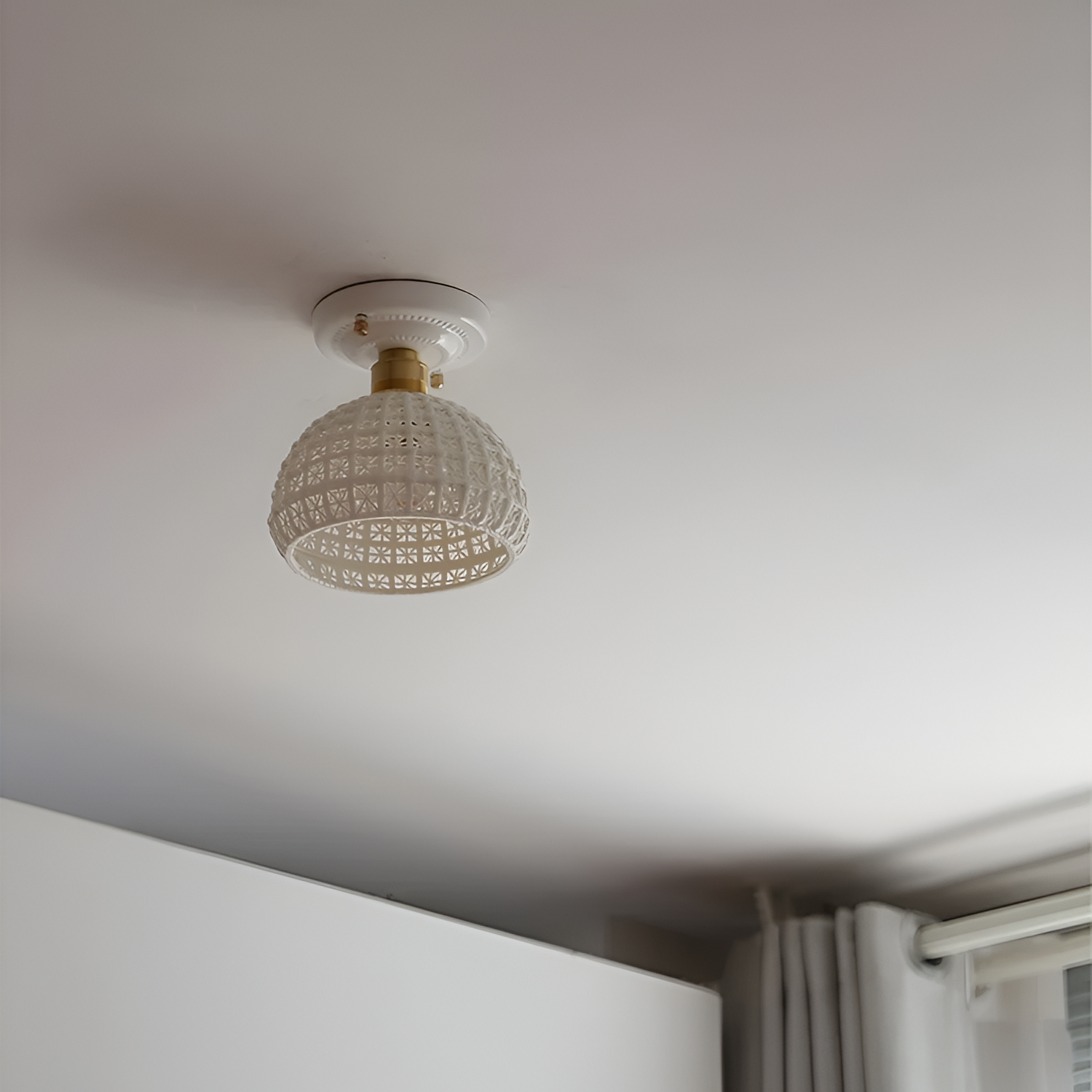 Nordic Brass Ceramic LED Ceiling Lamp