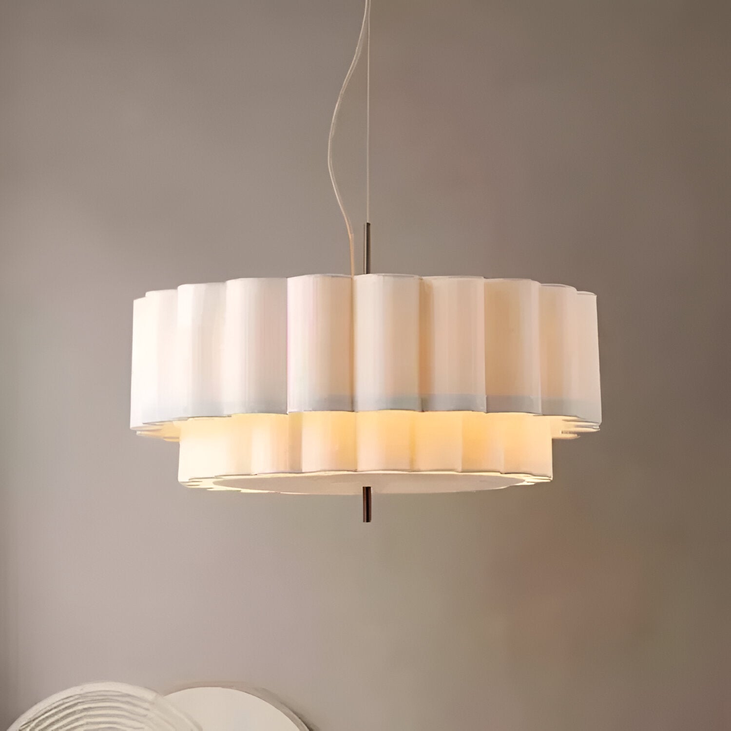 Lampe suspendue LED ajustable en tissu Boho