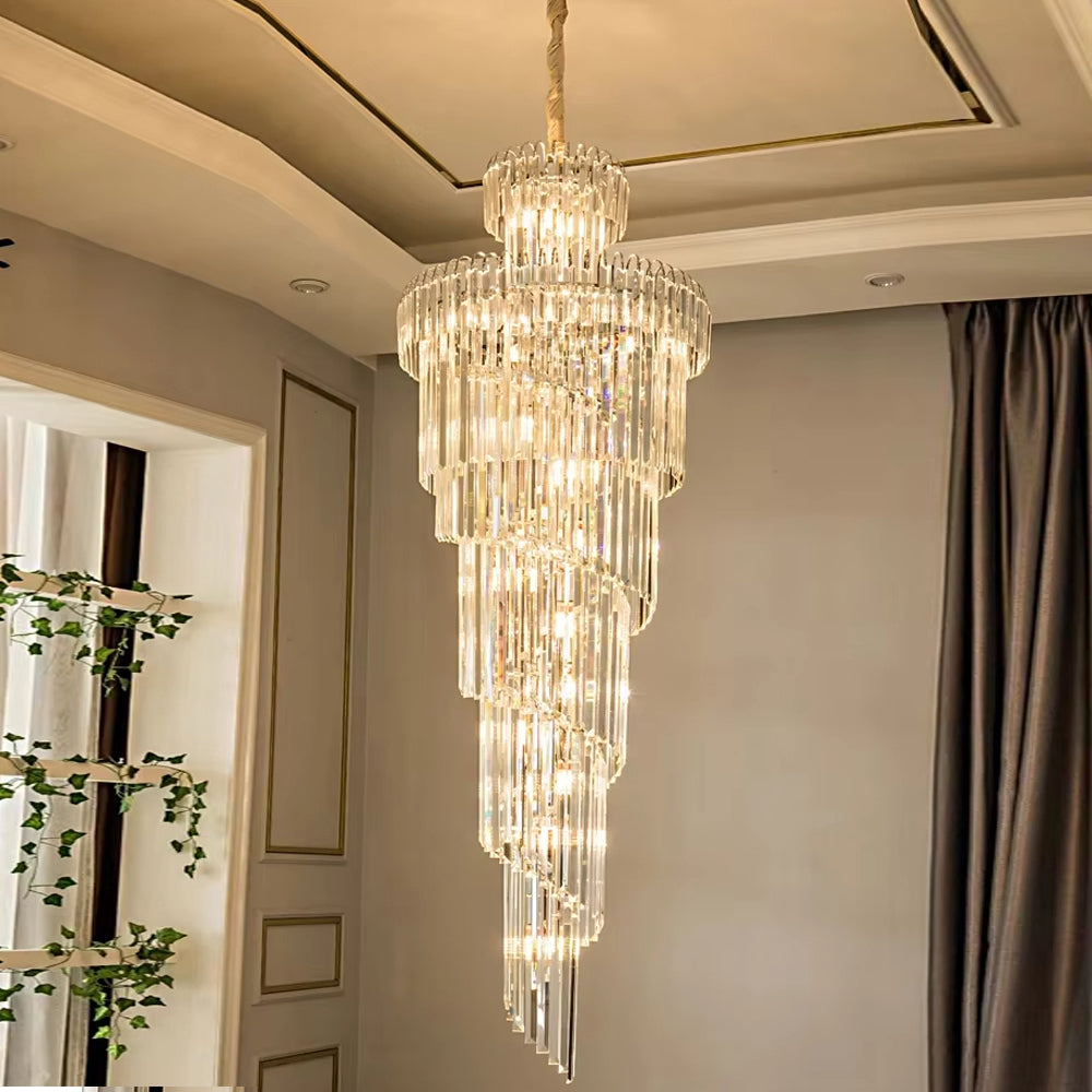 Long Crystal Staircase Modern Chandelier