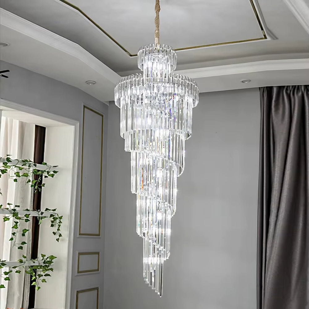 Long Crystal Staircase Modern Chandelier