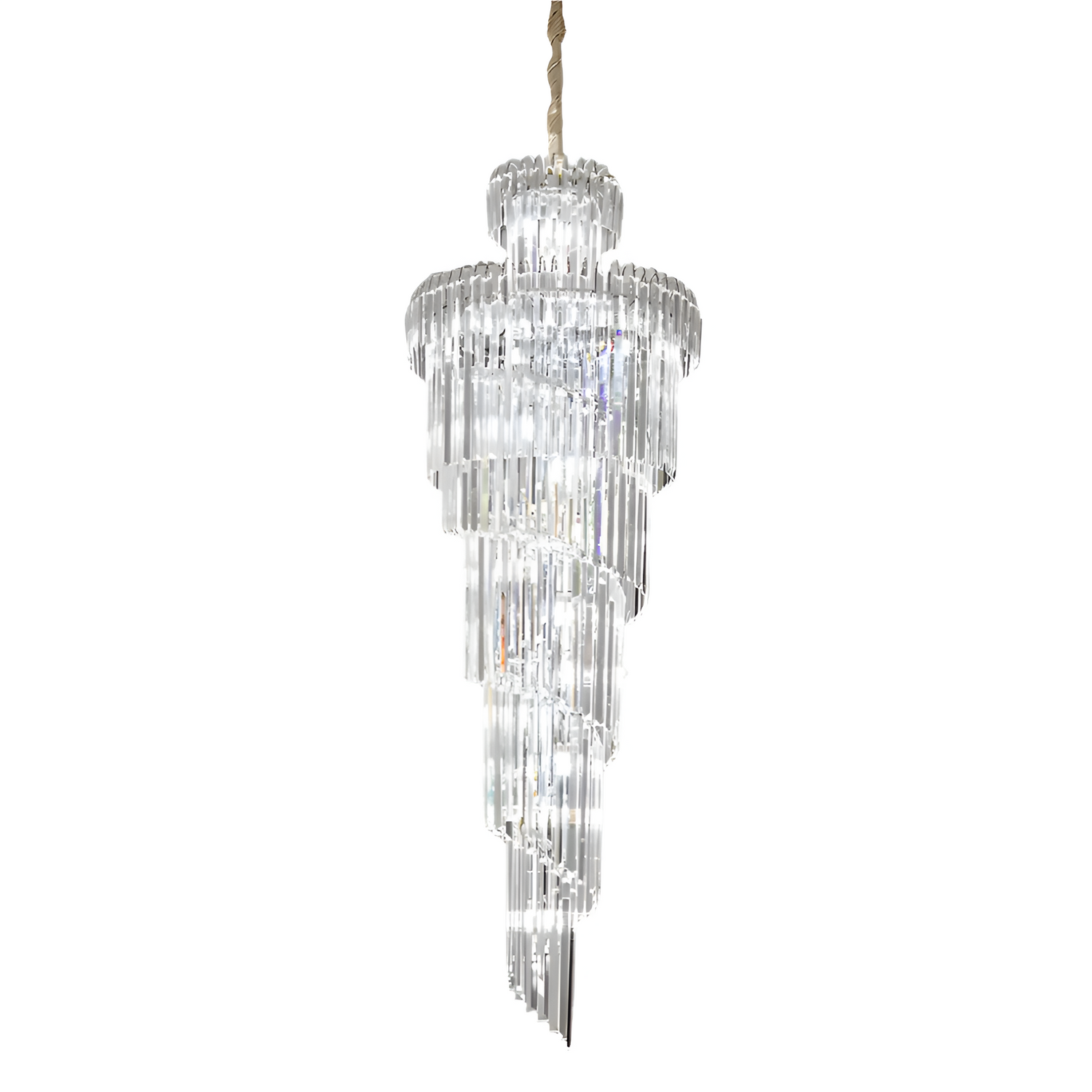 Long Crystal Staircase Modern Chandelier