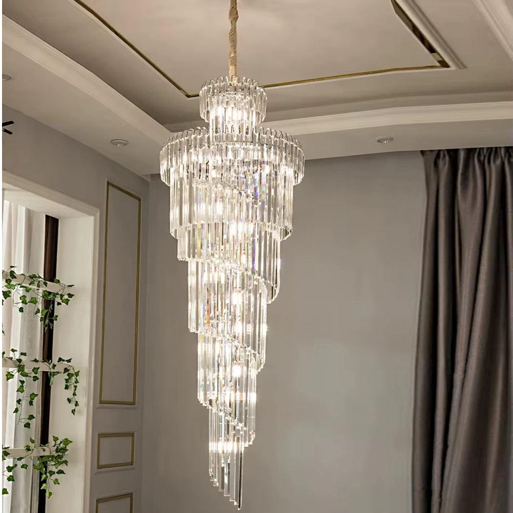 Long Crystal Staircase Modern Chandelier