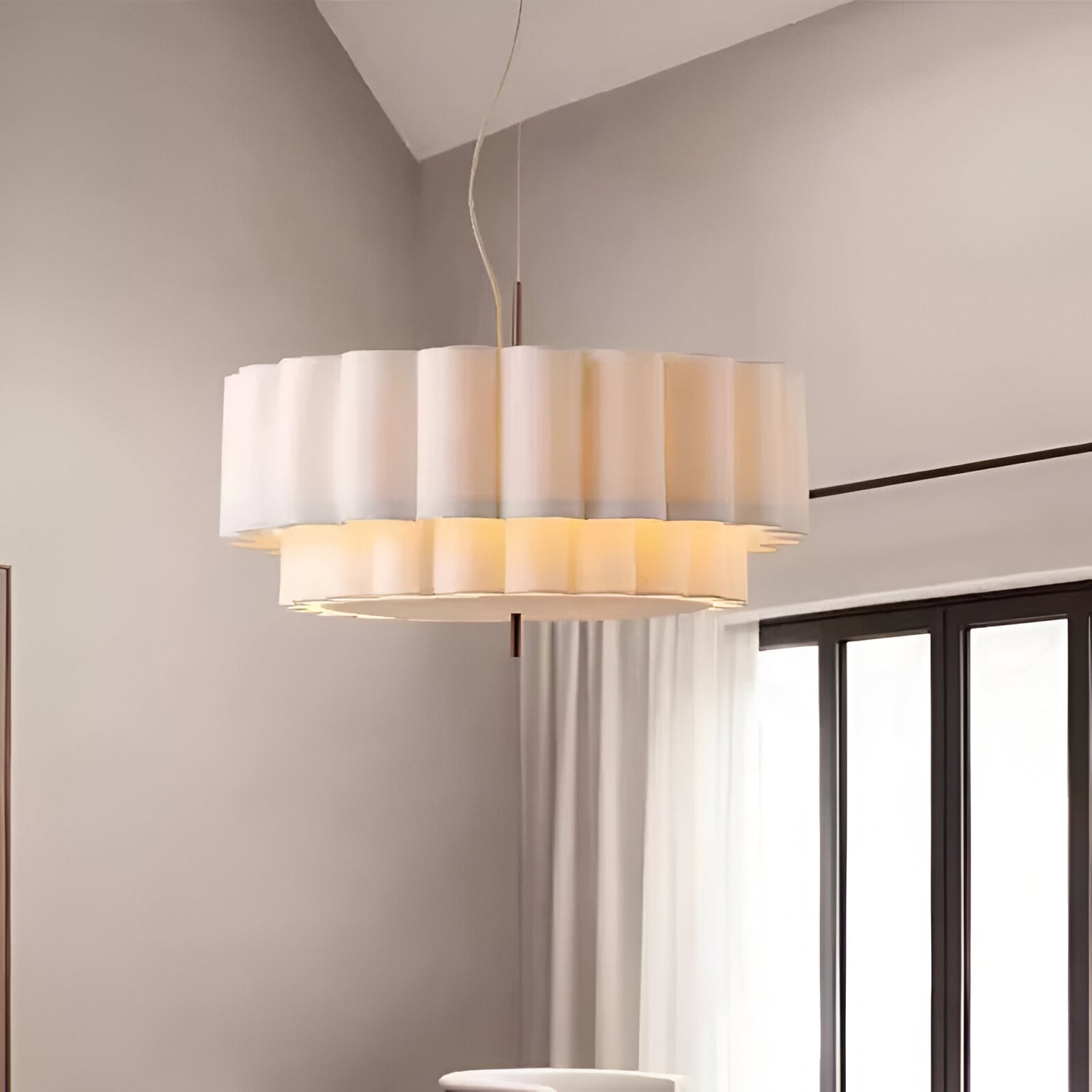 Lampe suspendue LED ajustable en tissu Boho