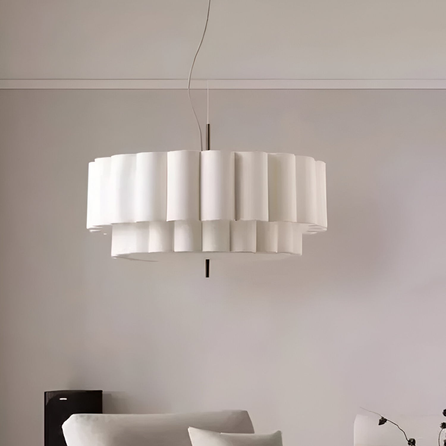 Lampe suspendue LED ajustable en tissu Boho