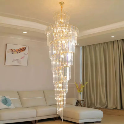 Long Crystal Staircase Modern Chandelier