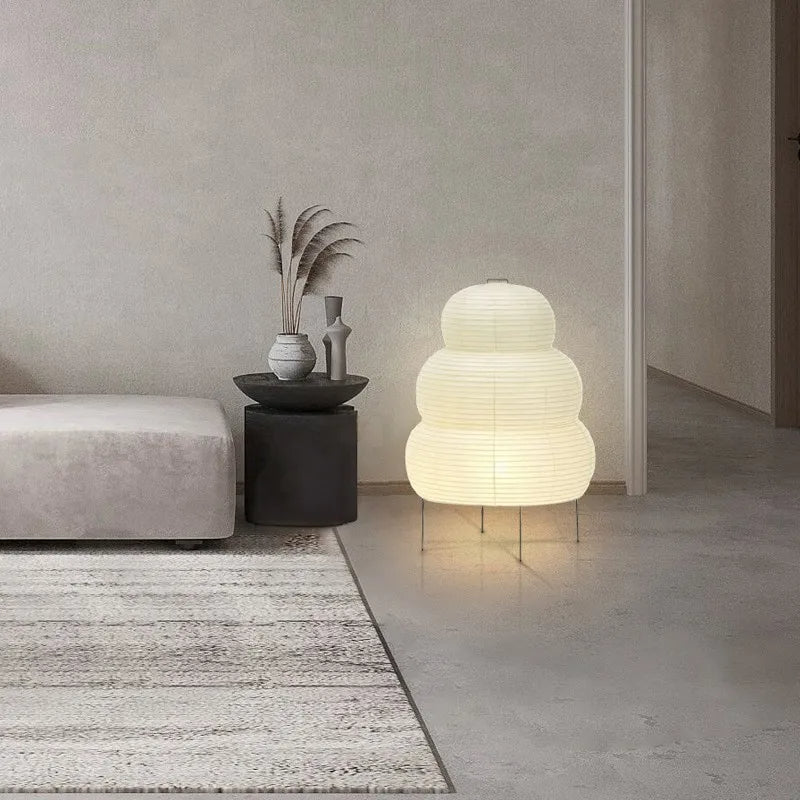 Lampe de table en papier blanc Wabi Sabi japonais