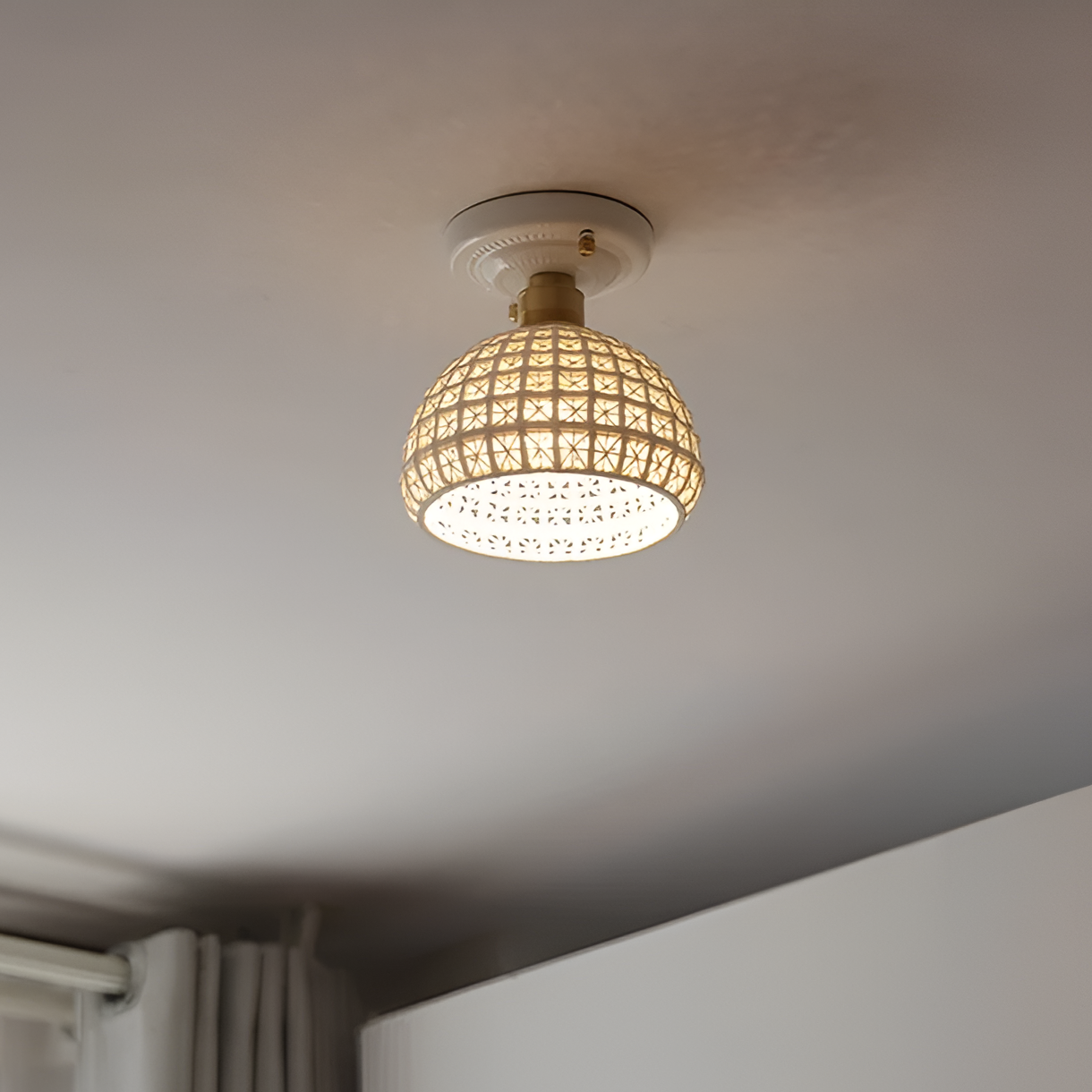 Nordic Brass Ceramic LED Ceiling Lamp