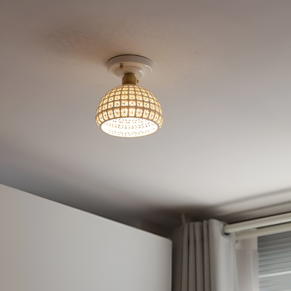 Nordic Brass Ceramic LED Ceiling Lamp