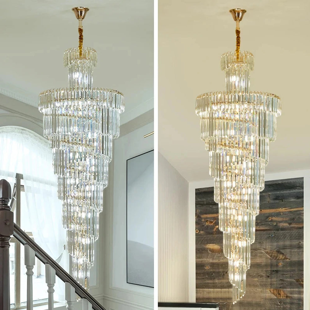 Grand Lustre Moderne en Cristal avec Escalier