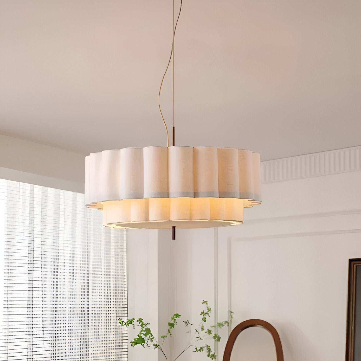 Lampe suspendue LED ajustable en tissu Boho