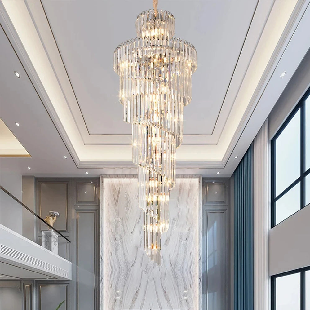 Grand Lustre Moderne en Cristal avec Escalier