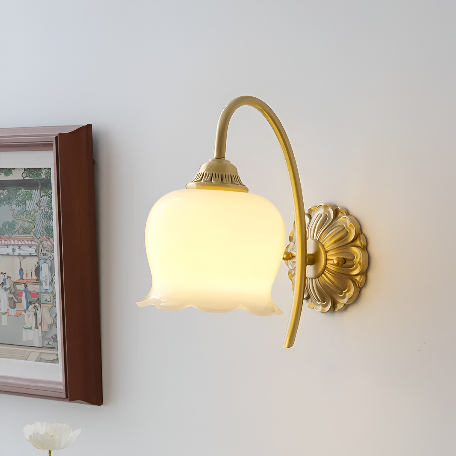 Retro Cream Lily of the Valley Flower Lamp