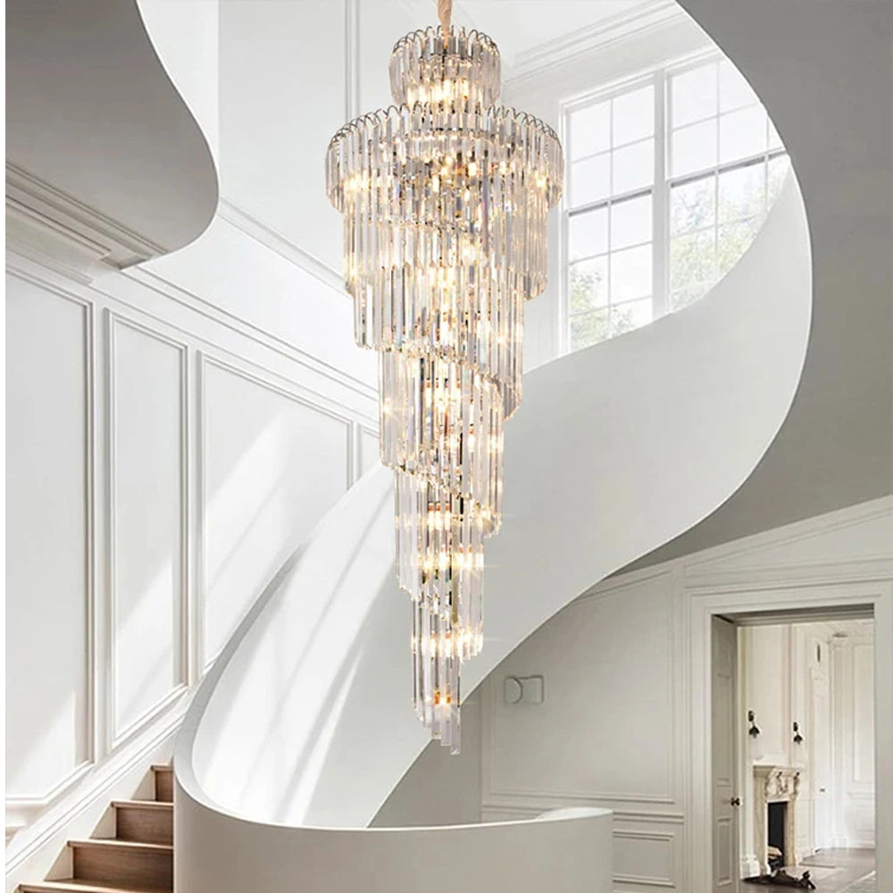 Long Crystal Staircase Modern Chandelier