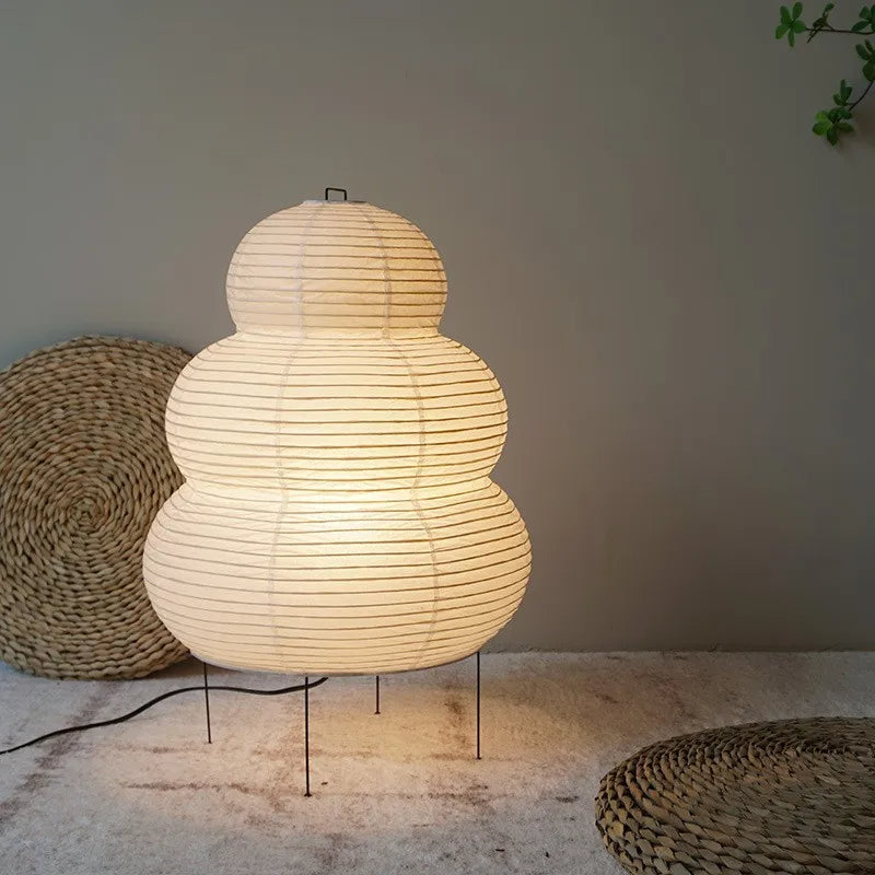 Japanese Wabi Sabi White Rice Paper Table Lamp