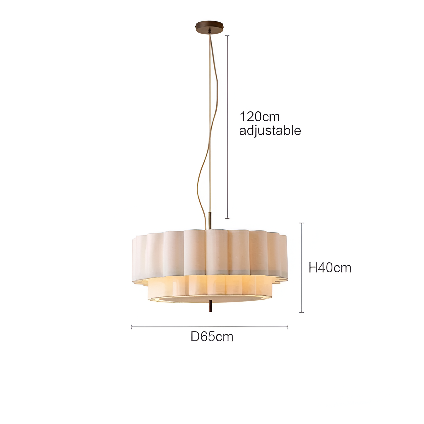 Lampe suspendue LED ajustable en tissu Boho