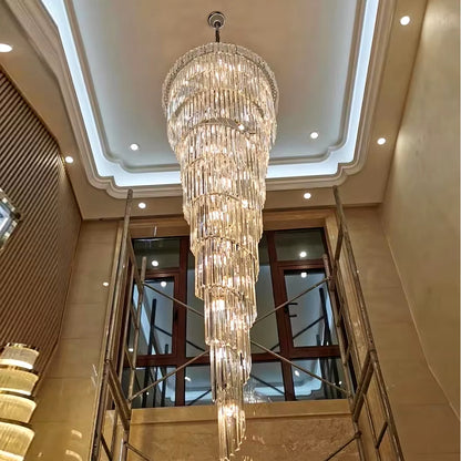 Long Crystal Staircase Modern Chandelier