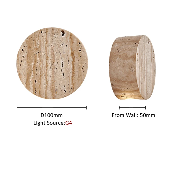 Japanese Wabi Sabi Natural Travertine Yellow Stone Wall Lamp