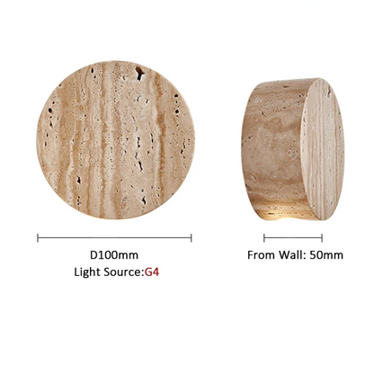 Japanese Wabi Sabi Natural Travertine Yellow Stone Wall Lamp