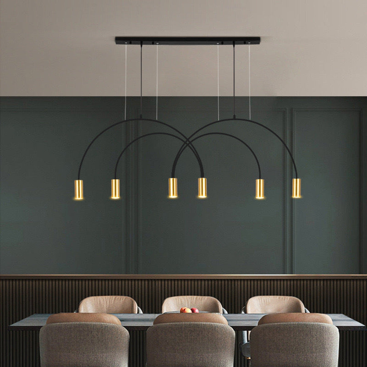 Duetto pendant lights above a dining table