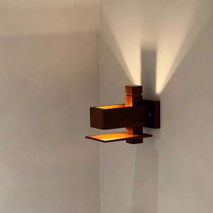 Creative Brick Red Wooden Wall Sconce Lamp