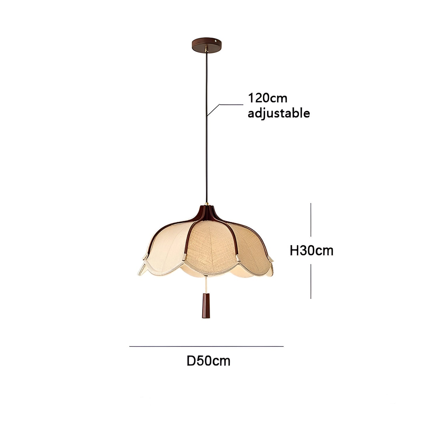 Lampe pendentif en forme de fleur en tissu Wabi Sabi japonais moderne