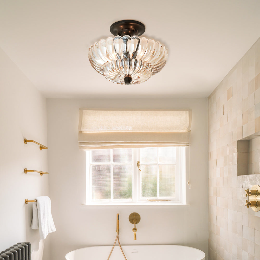 Aura Vintage Amber Petal Glass Ceiling Light