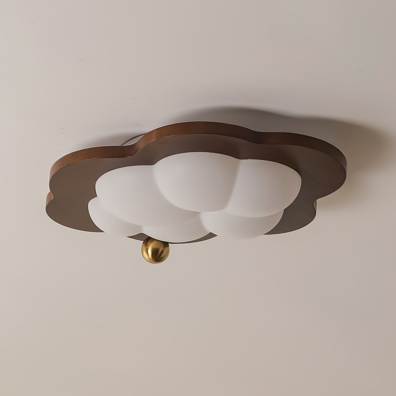 Lumière de plafond en bois crème rétro nuage rêveur