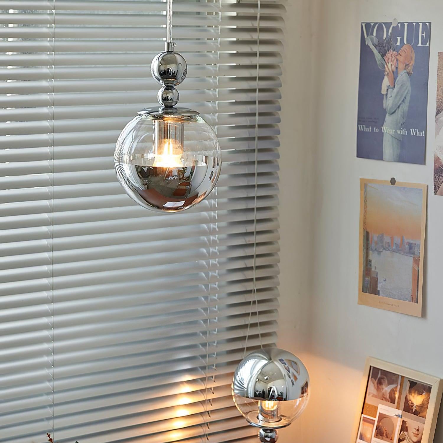Orbique Bauhaus Chrome Mirrorball Glass Pendant Light