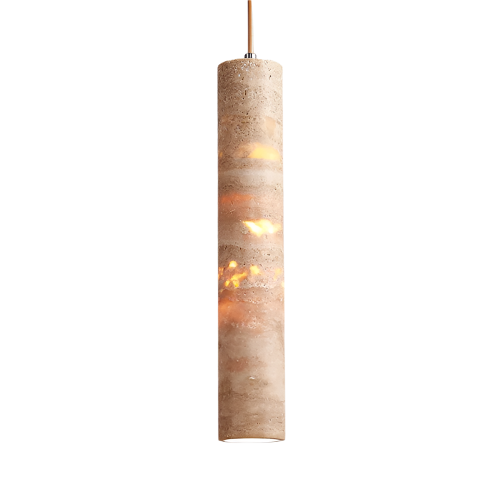 Cream Travertine Tube Pendant Lamp