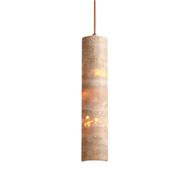 Cream Travertine Tube Pendant Lamp