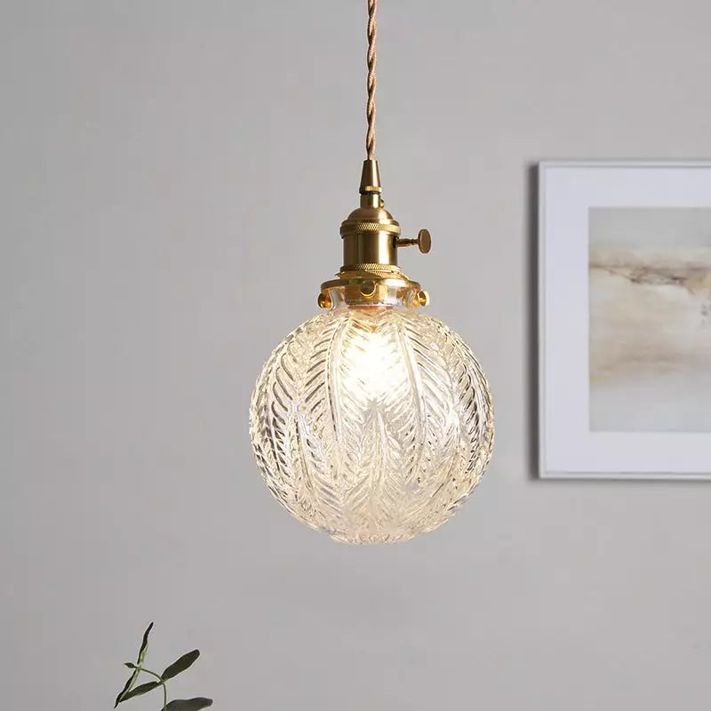 Elwyn Feather Glass Globe Pendant Light