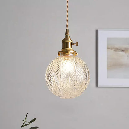 Elwyn Feather Glass Globe Pendant Light