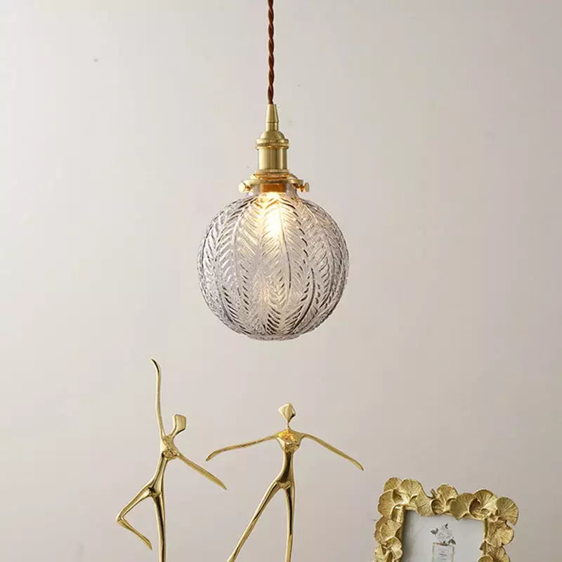 Elwyn Feather Glass Globe Pendant Light