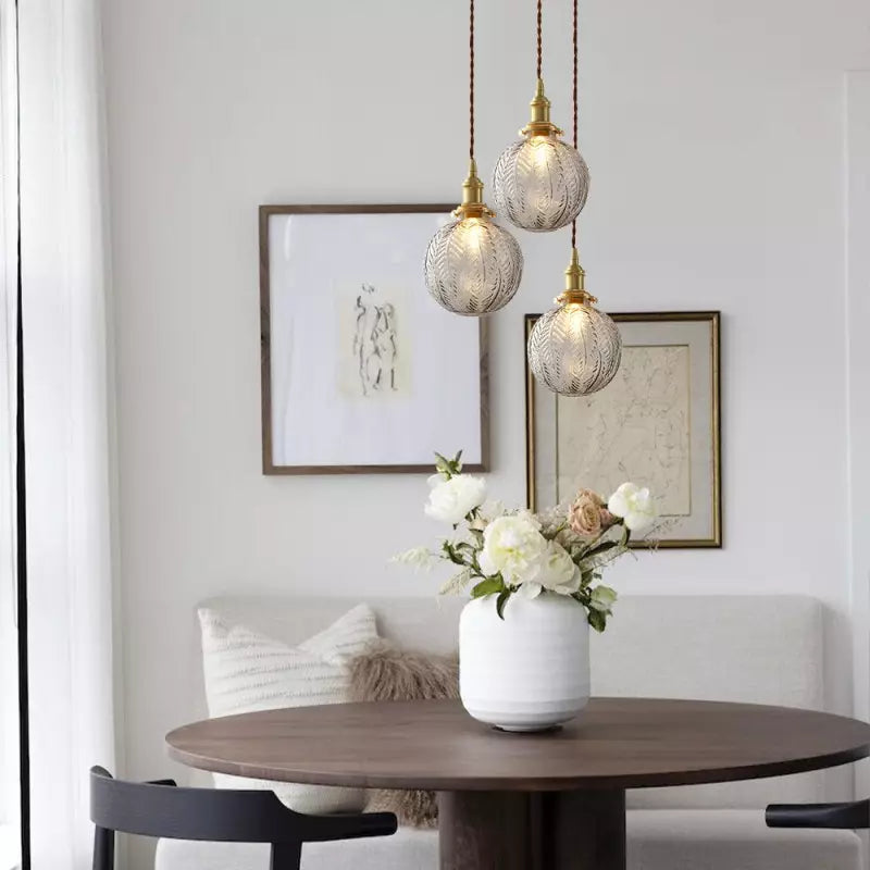 Elwyn Feather Glass Globe Pendant Light