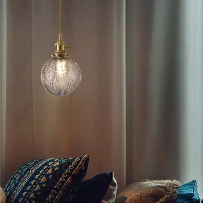 Elwyn Feather Glass Globe Pendant Light