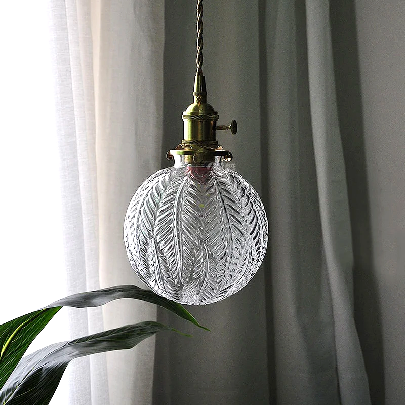 Elwyn Feather Glass Globe Pendant Light