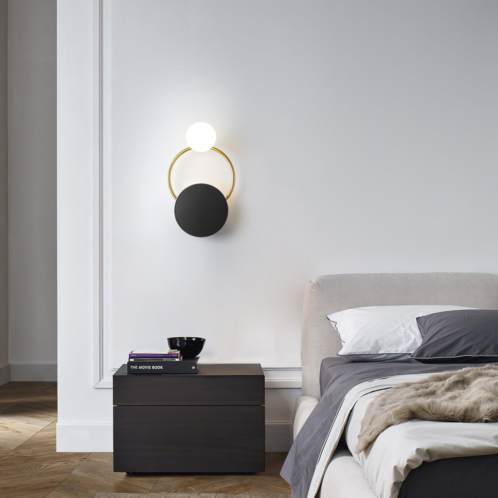 Black Circular Rings Wall Lamp