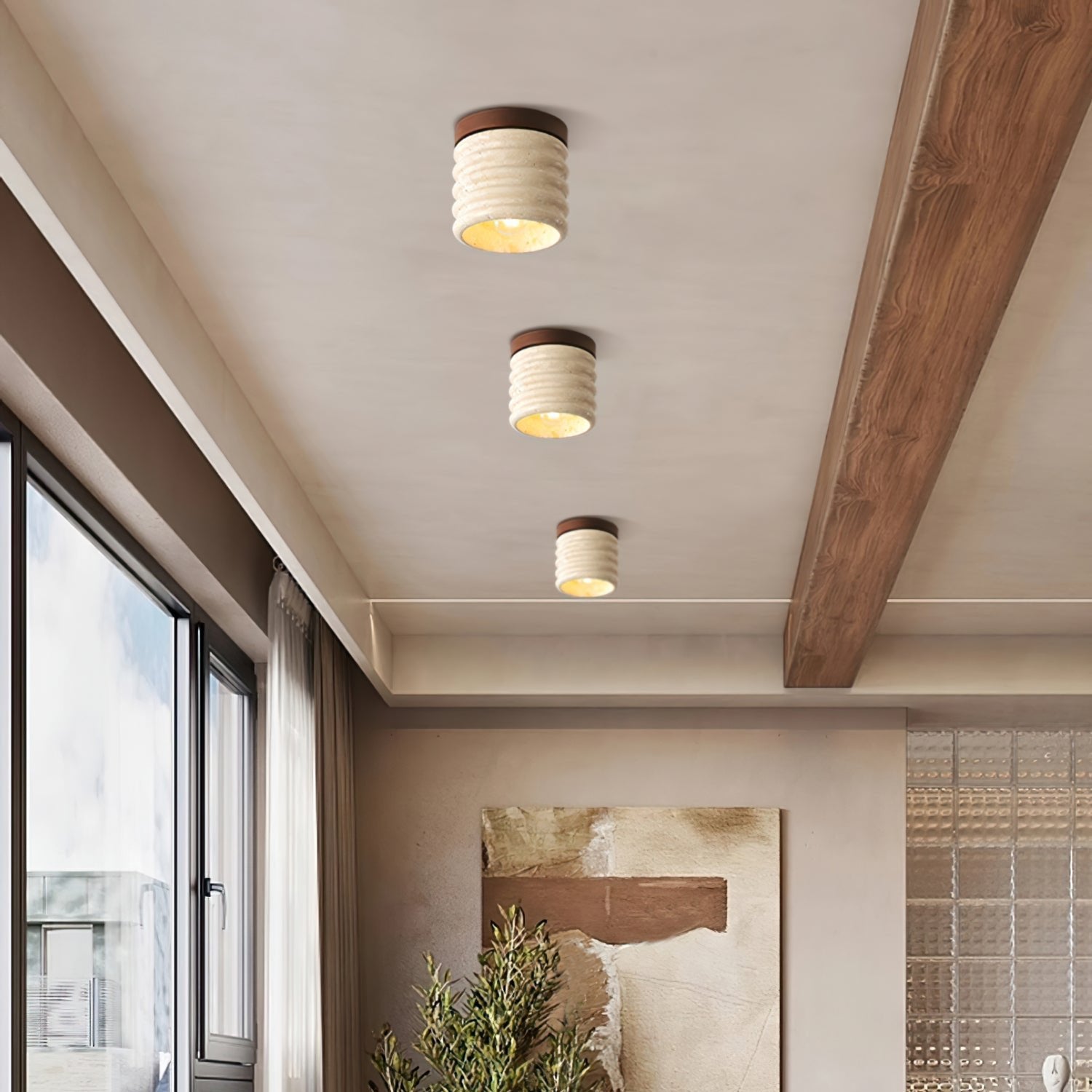 Natural Nordic Minimalist Travertine Ceiling Lamp