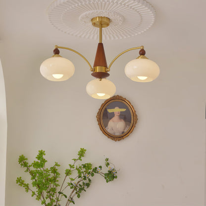 Lampadario in Vetro a Vento Retro Calliope Cream