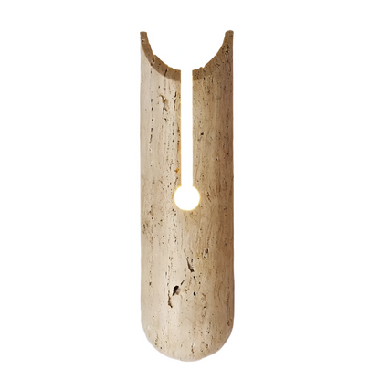 Traditional Japanese Natural Travertine Elliptical Wall Lamp