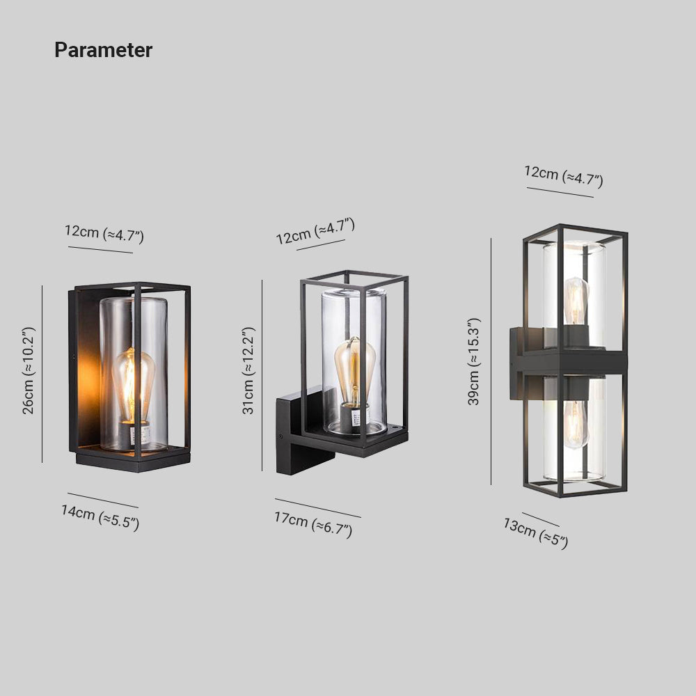 Modern Rectangular Black Wall IP65 Waterproof Outdoor lamp