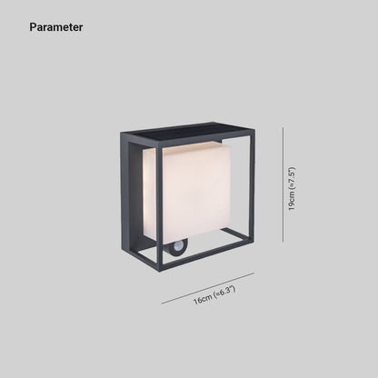 Lampada da parete esterna moderna rettangolare in acrilico con sensore, alimentata a energia solare, impermeabile IP65