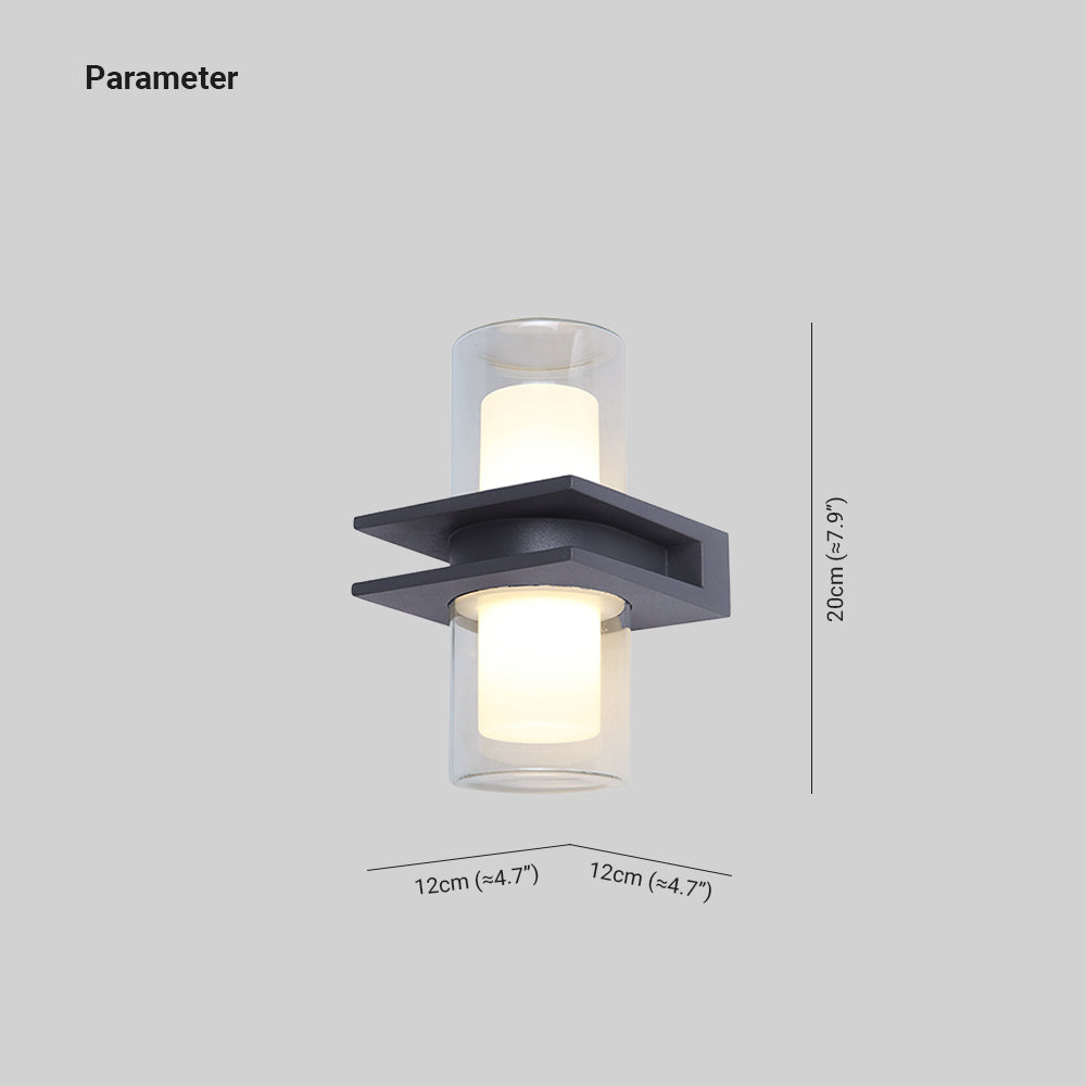 Luz exterior moderna cilíndrica de doble cabeza IP65 a prueba de agua