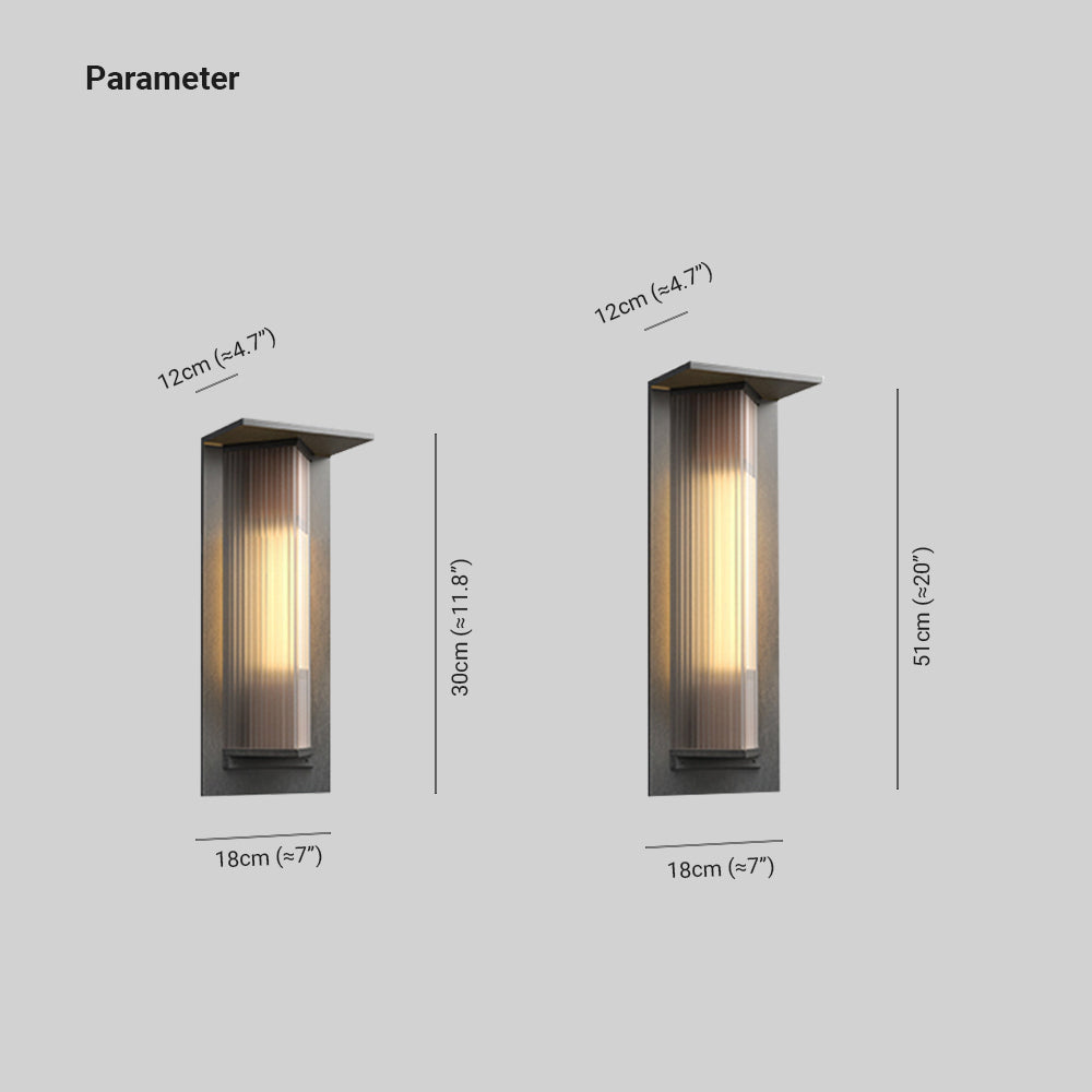 Lámpara de pared exterior rectangular acrílica transparente IP65 a prueba de agua